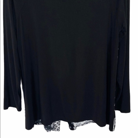 Ava James Black Blouse Patterned Button Down Back Size L - Picture 6 of 7